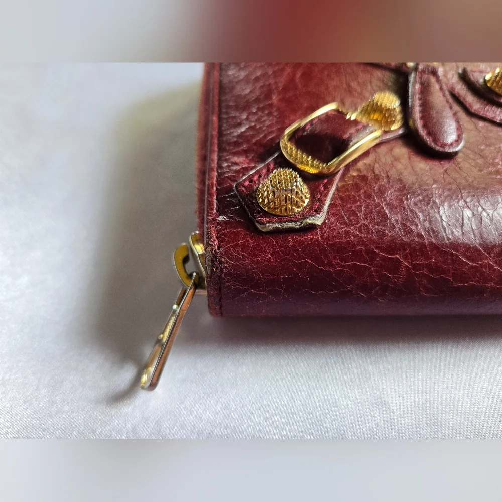 Balenciaga Red Wallet with Gold Accents - Picture 14 of 15